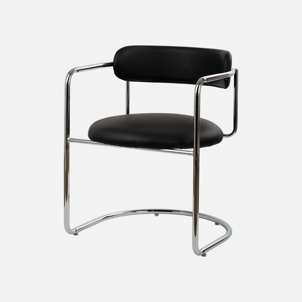 블레이즈 실버스틸 암체어 - 블랙 PU