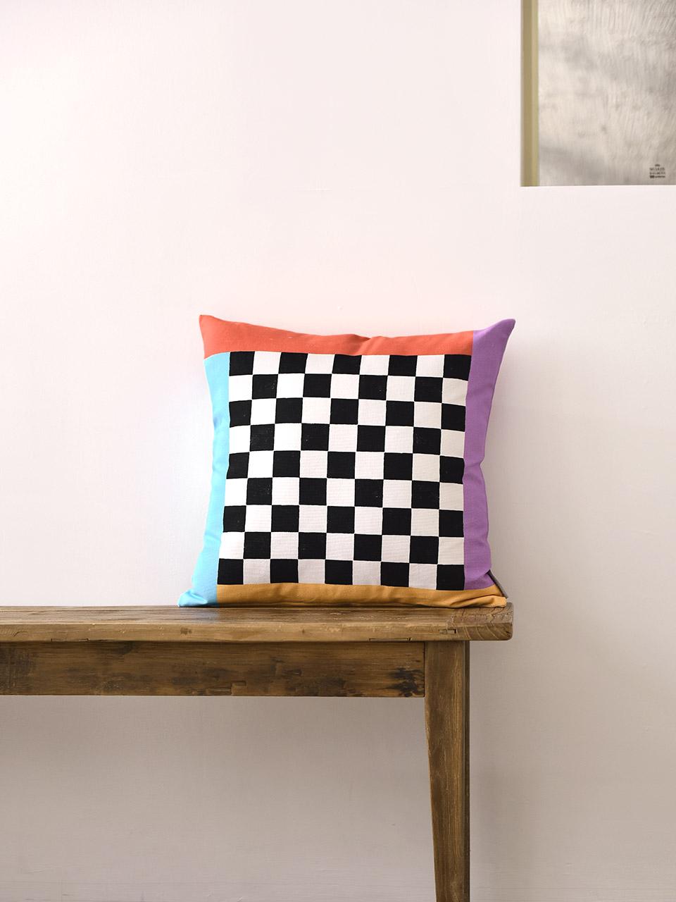 아트 체커보드 쿠션커버