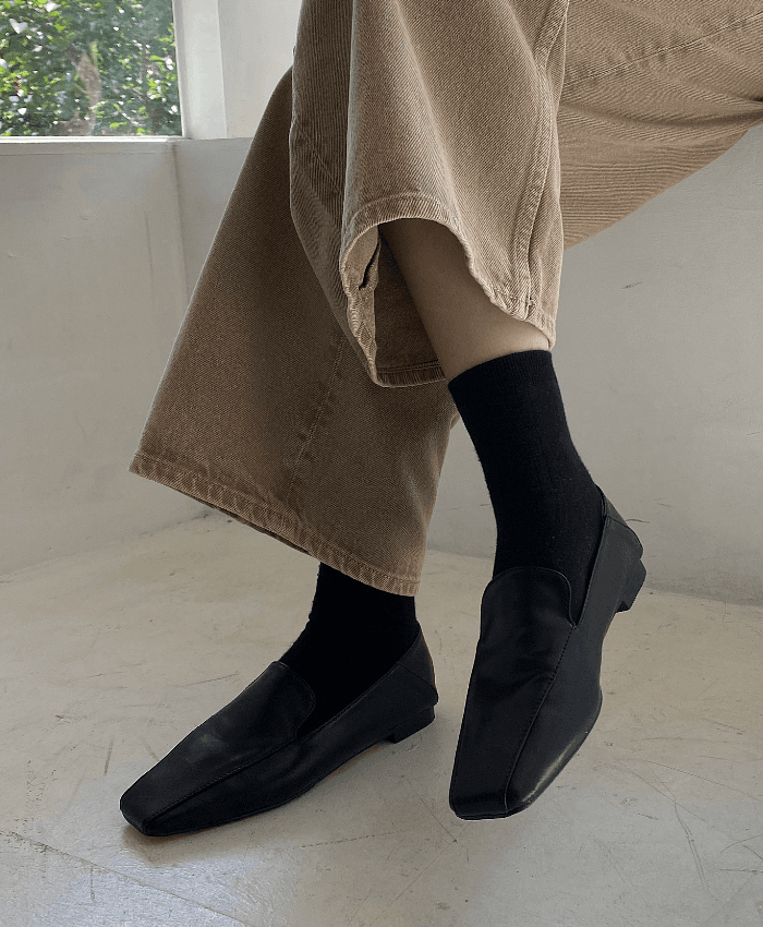 Leather.04 / leger loafer (black)