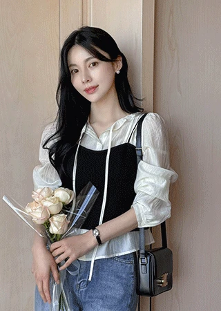 바닐라 프릴 핀턱 블라우스