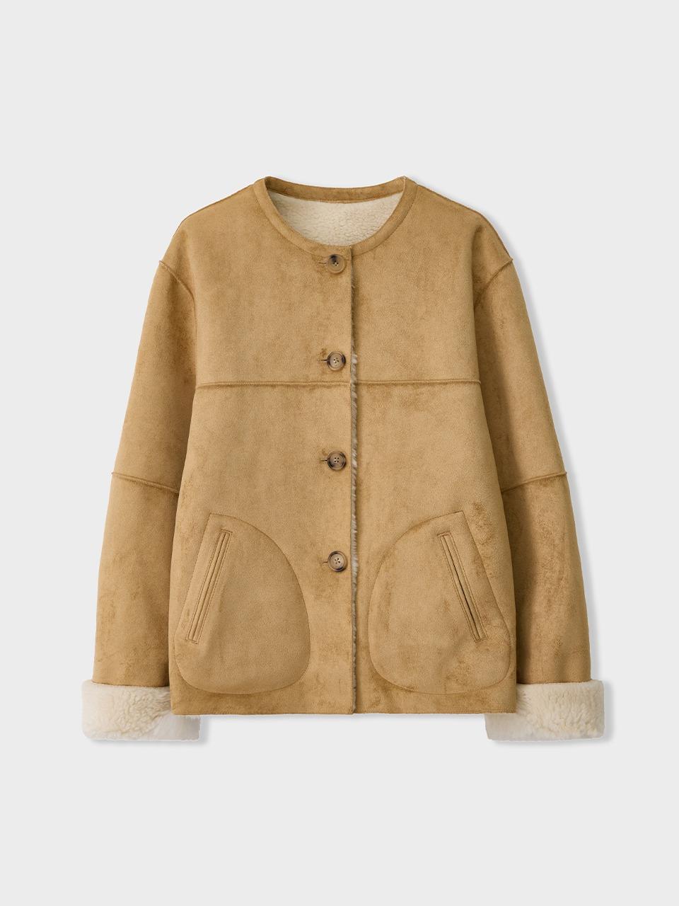 half suede mustang jacket_beige