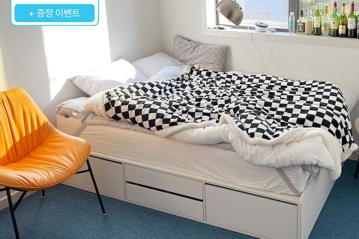 협탁증정/헤르만 4단 통서랍형 무헤드 수납침대 ( 매트 선택 )