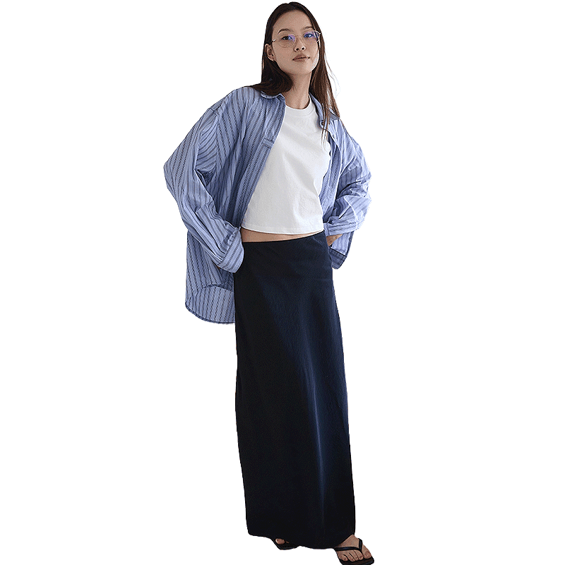 [RECSTUDIO] BIAS MAXI LONG SKIRT - BLACK