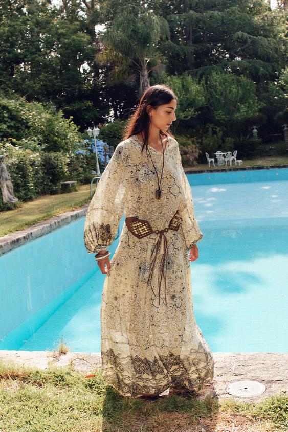 메탈릭 얀 프린트 블라우스