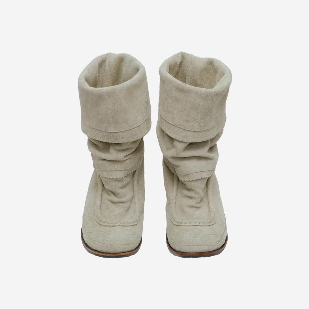 (05.01 PM5:00) women folding boots - suede beige