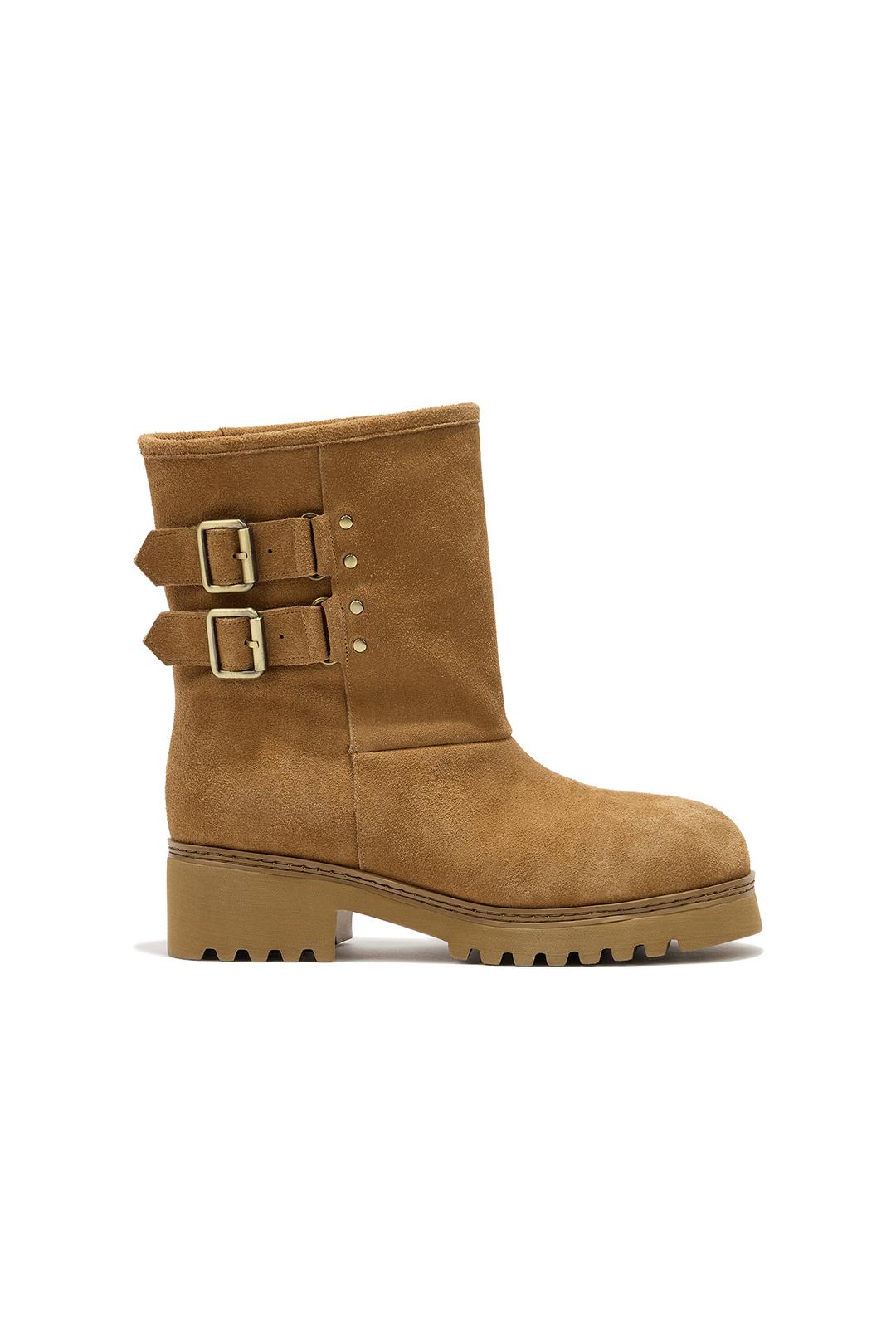 TEDDY BEAR BUCKLE BOOTS IN BROWN