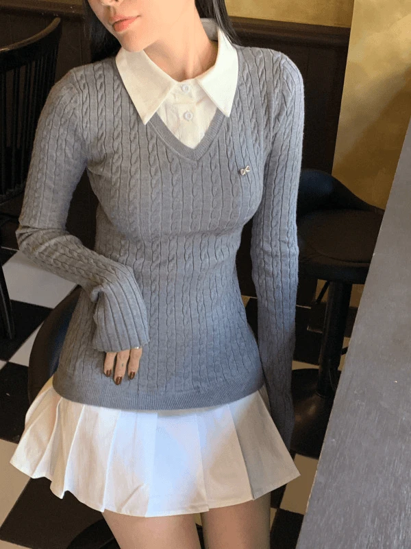 (SALE) 꽈배기 셔츠 니트원피스