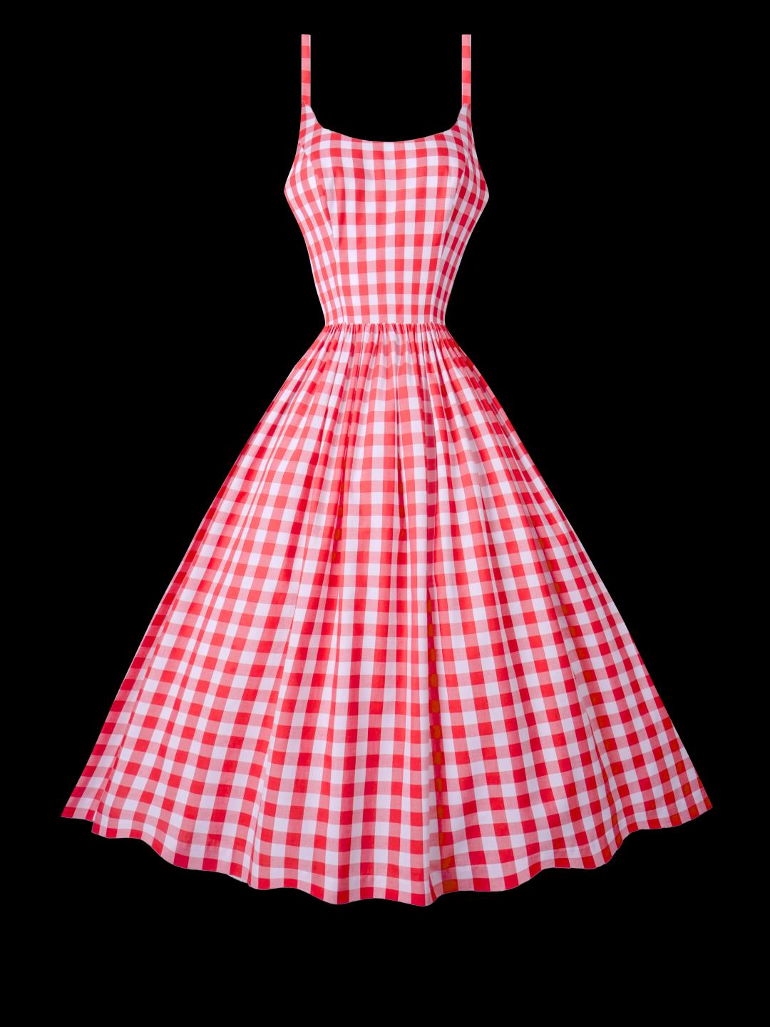 MTO - Penelope Dress in Red Gingham - Large Checks