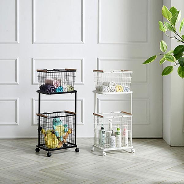 라온 이동식 2단 사각 빨래바구니 햄퍼