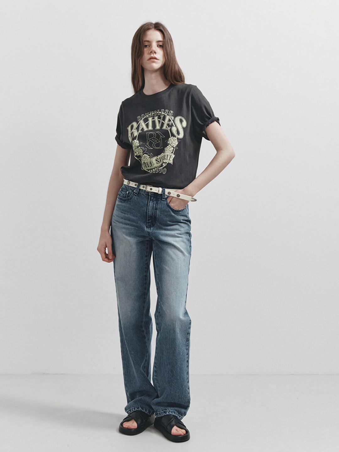 Straight Washing Denim Pants in Blue VJ5SL406-22