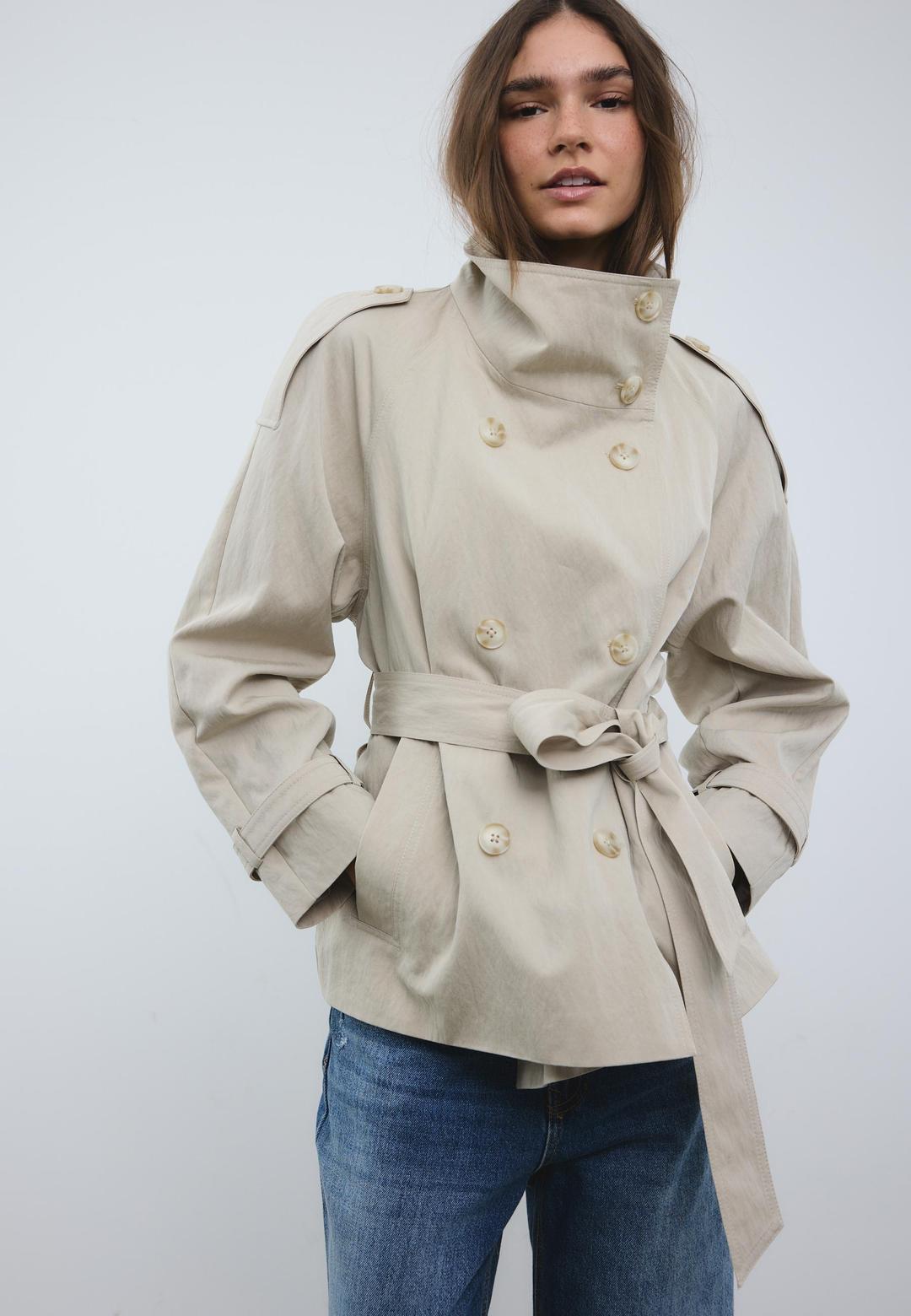 High-neck trench coat