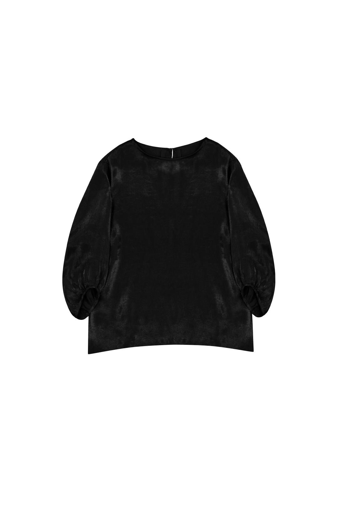 PEARL RUCHED BLOUSE (BLACK)