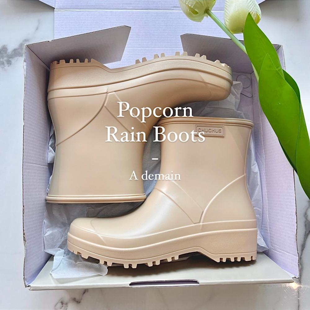 [국내제작/고퀄리티] 팝콘 숏 앵클 레인부츠 장화 (4color)
