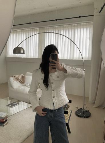 멜브 은장 수술 트위드 긴팔 자켓(바로배송)