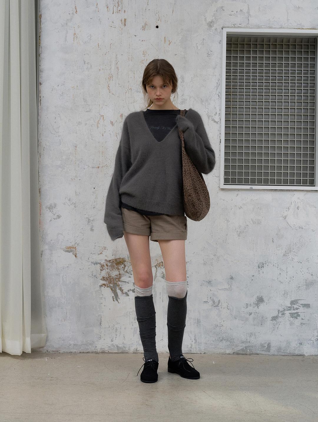 Corduroy fold shorts - beige