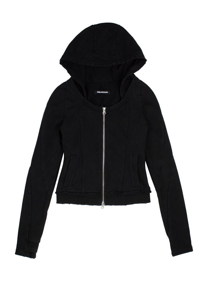 Scoop neck hoodie (Black)