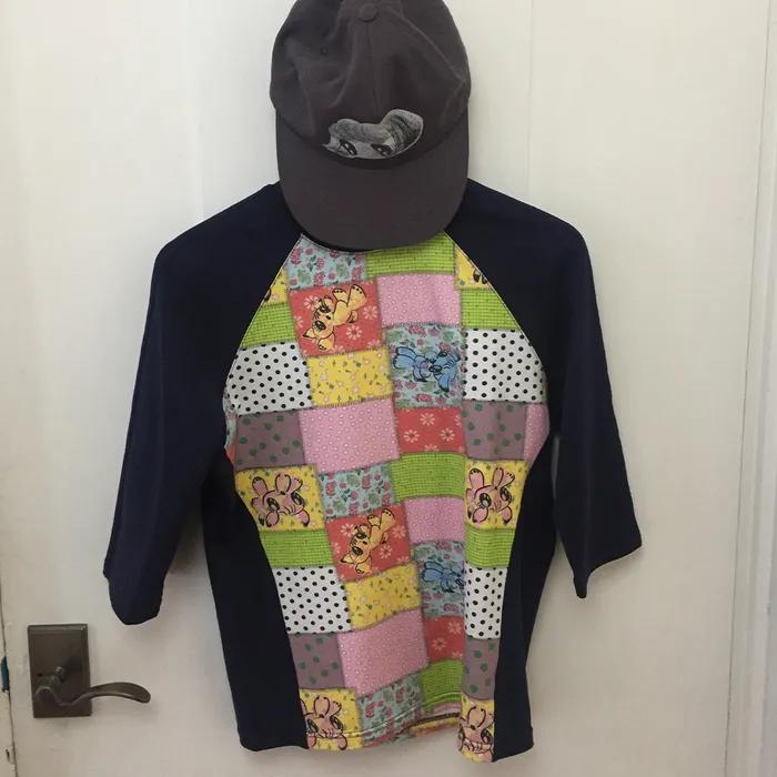 PATCHWORK QUILTED PRINTED 3/4 SLEEVE TEE_MULTI(NG2GSUT552A)