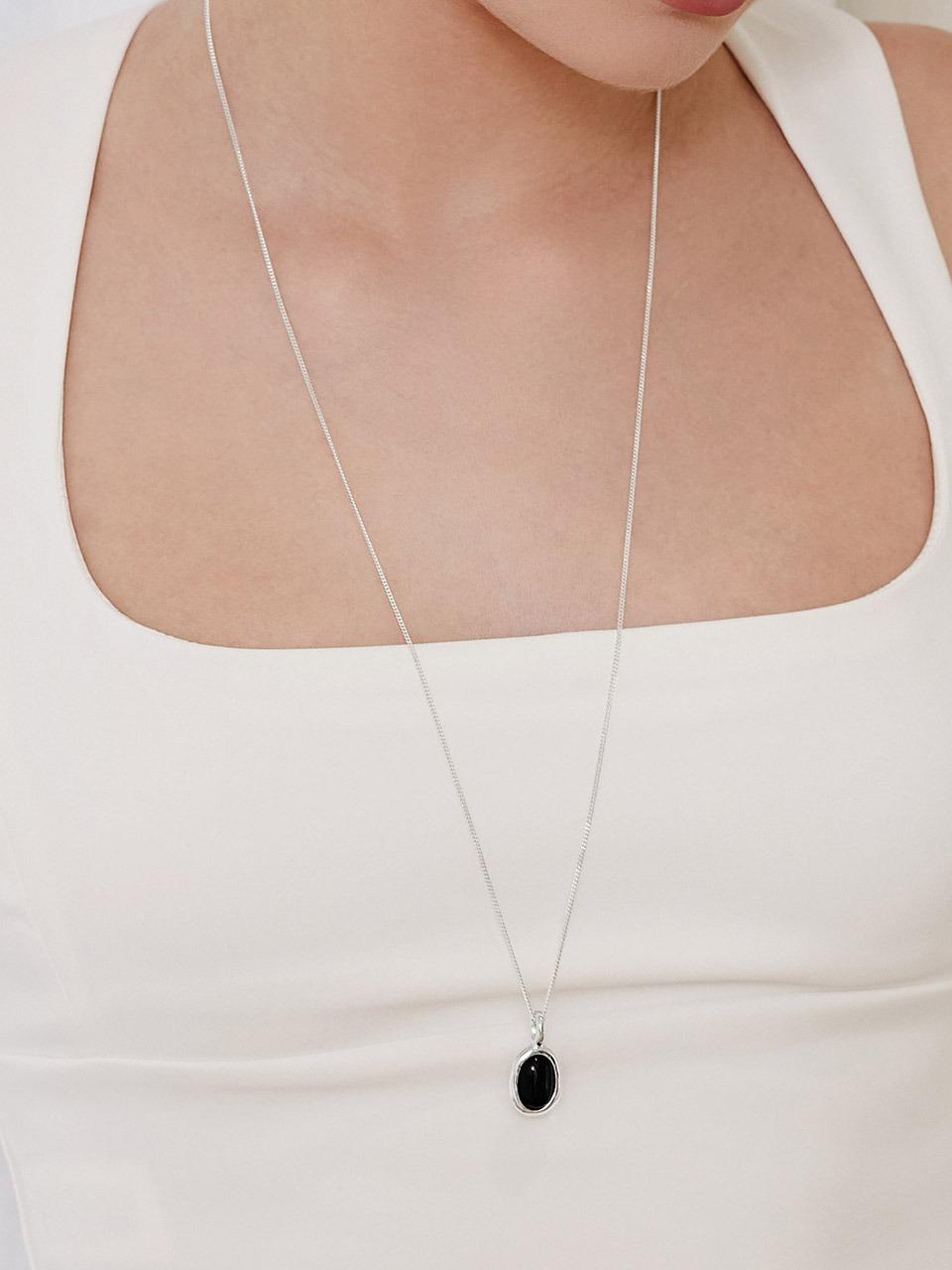 [Silver925] NC013 Double-sided Onyx Necklace