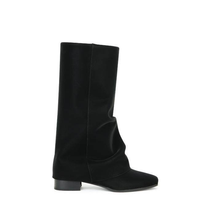 [슬기, 청하 착용]Wrinkle Leather Boots (Black) (225-255)