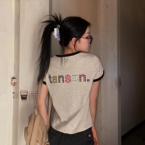 탄산 아플리케 링거 티셔츠 아이보리 (우먼)
