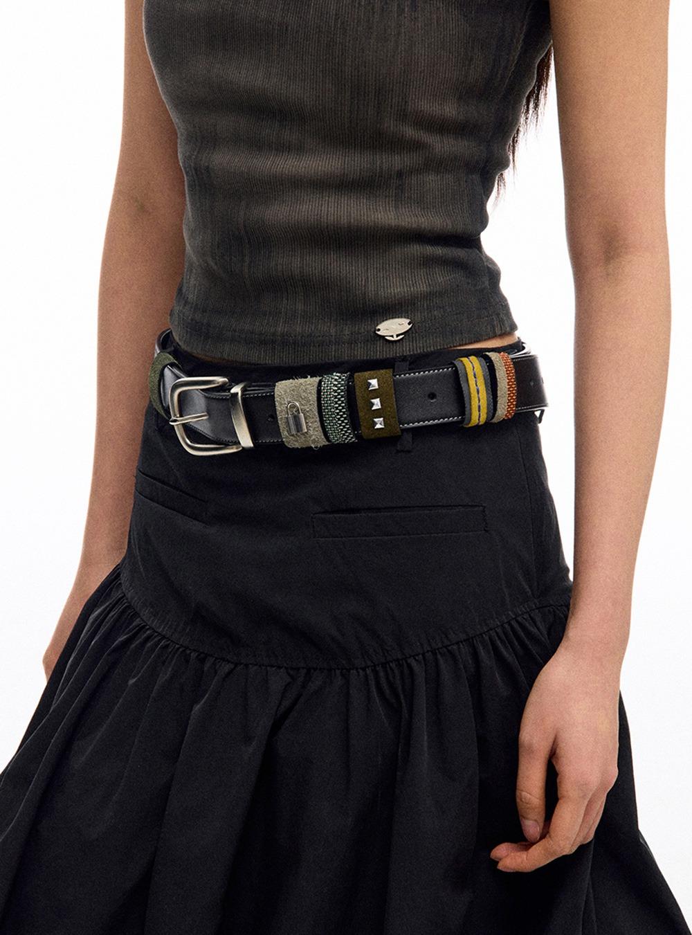 Multi-Patchwork Leather Belt