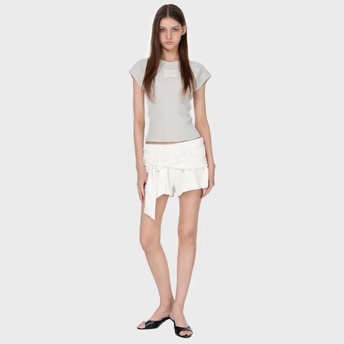 Tie Raw-cut Sweat Shorts, IVORY