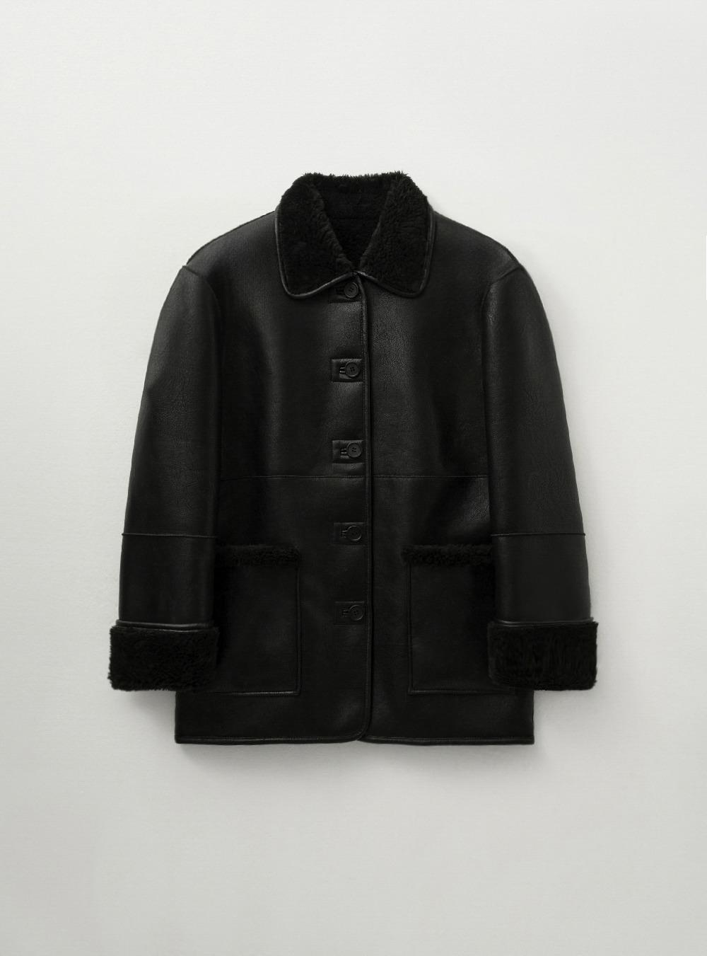 BLACK SHEARLING COAT