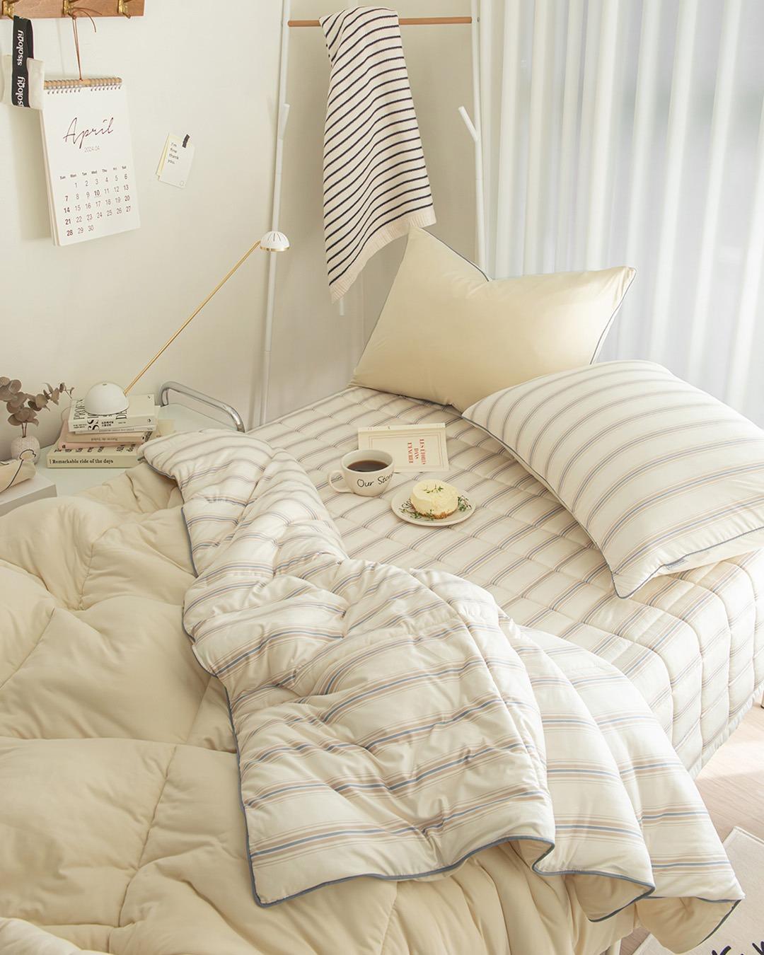 [13%쿠폰] 버터링 쫀득 생크림 차렵이불 침구세트-밀크피넛 (S/Q)