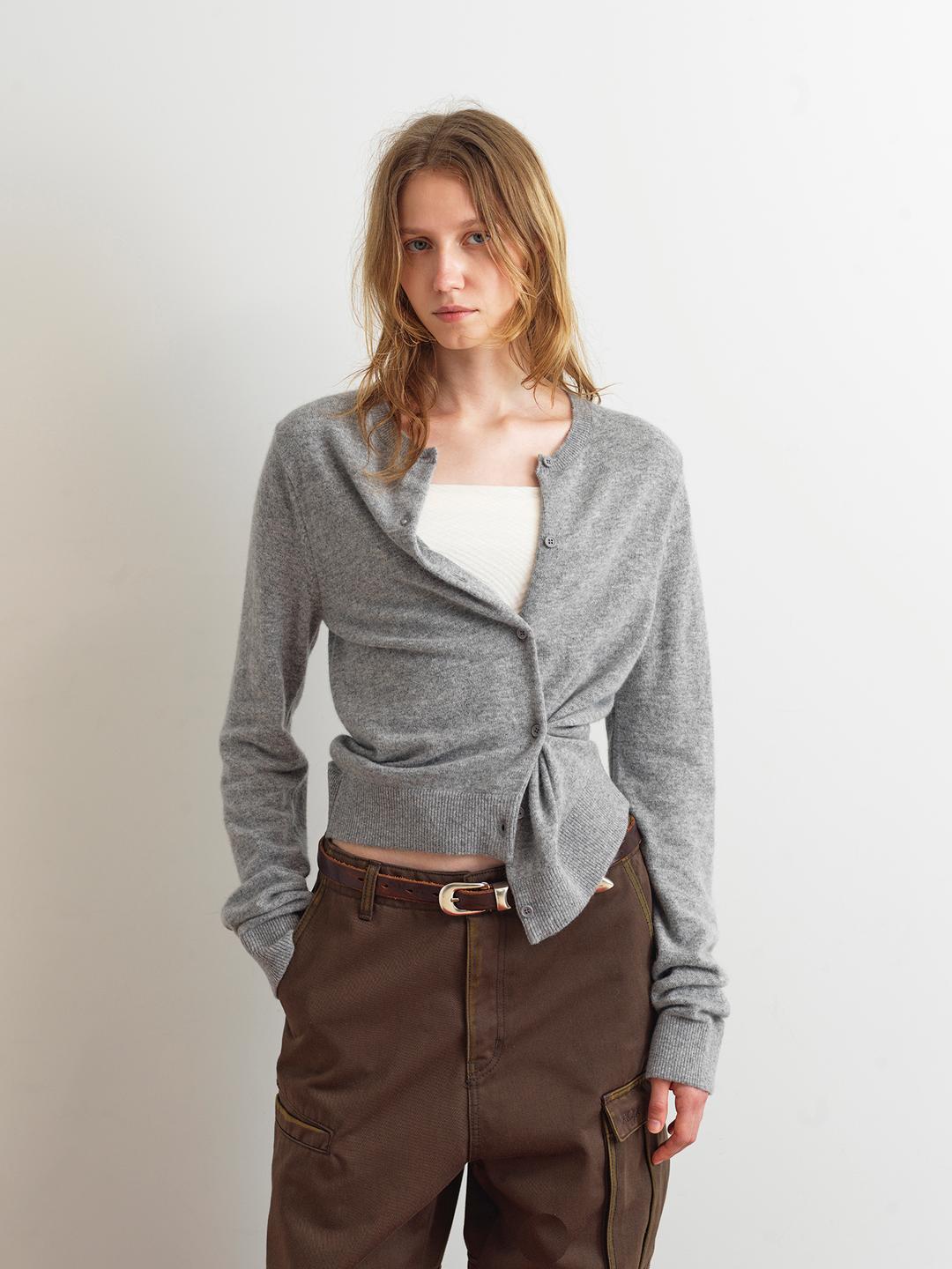 TWO WAY BUTTON CARDIGAN - GRAY