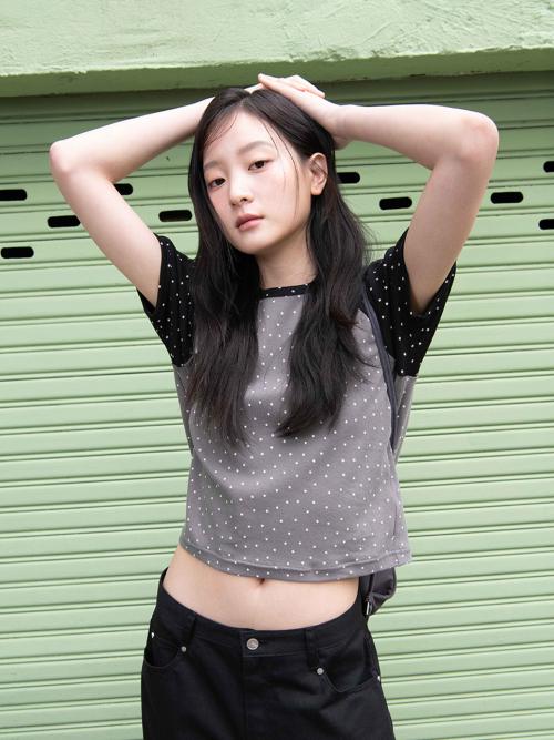 미니 스타 래글런 티셔츠, 차콜