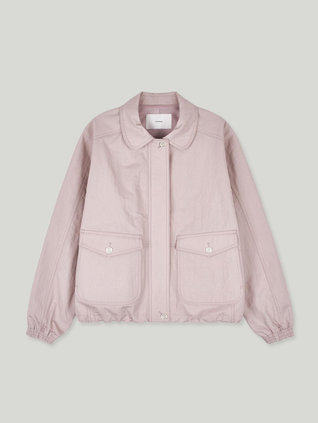 Soft collar nylon pocket blouson_pink