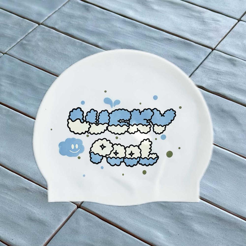 럭키풀 귀여운 스카이블루 구름모양 실리콘 수모 수영모자 수영모