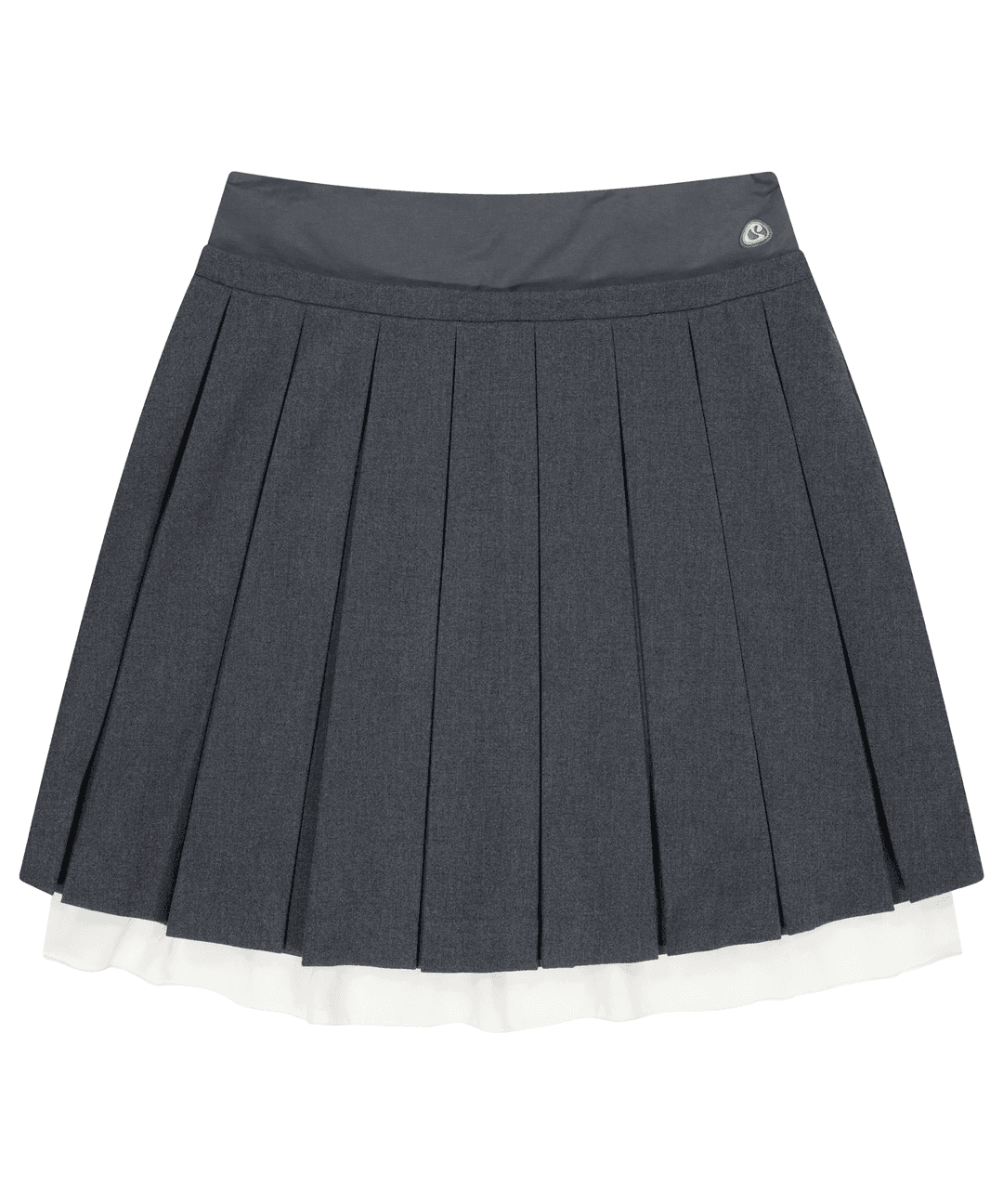 DOUBLE WAISTED PLEATS SKIRT GREY