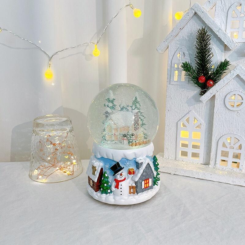 크리스마스 선물상자 회전 오르골 스노우볼 하우스