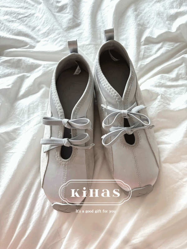 기하스 [속굽 3cm] 리본밴딩 발레코어 스니커즈 운동화 슈즈 (2c)