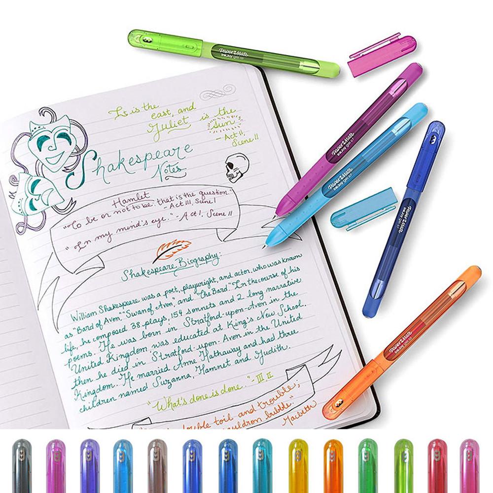 페이퍼메이트 젤펜 잉크조이 0.5mm 중성펜 부드러운 컬러 여닫는 방식