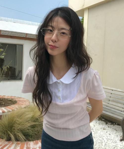 베슈아 레이어드 카라 탑 ( 핑크 )