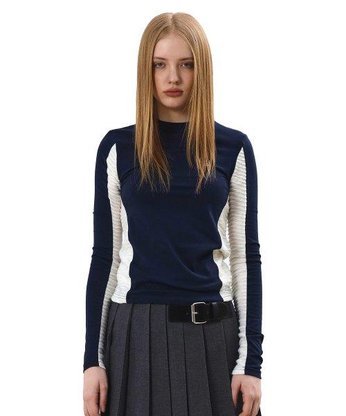 커브 롱 슬리브 티 [네이비]