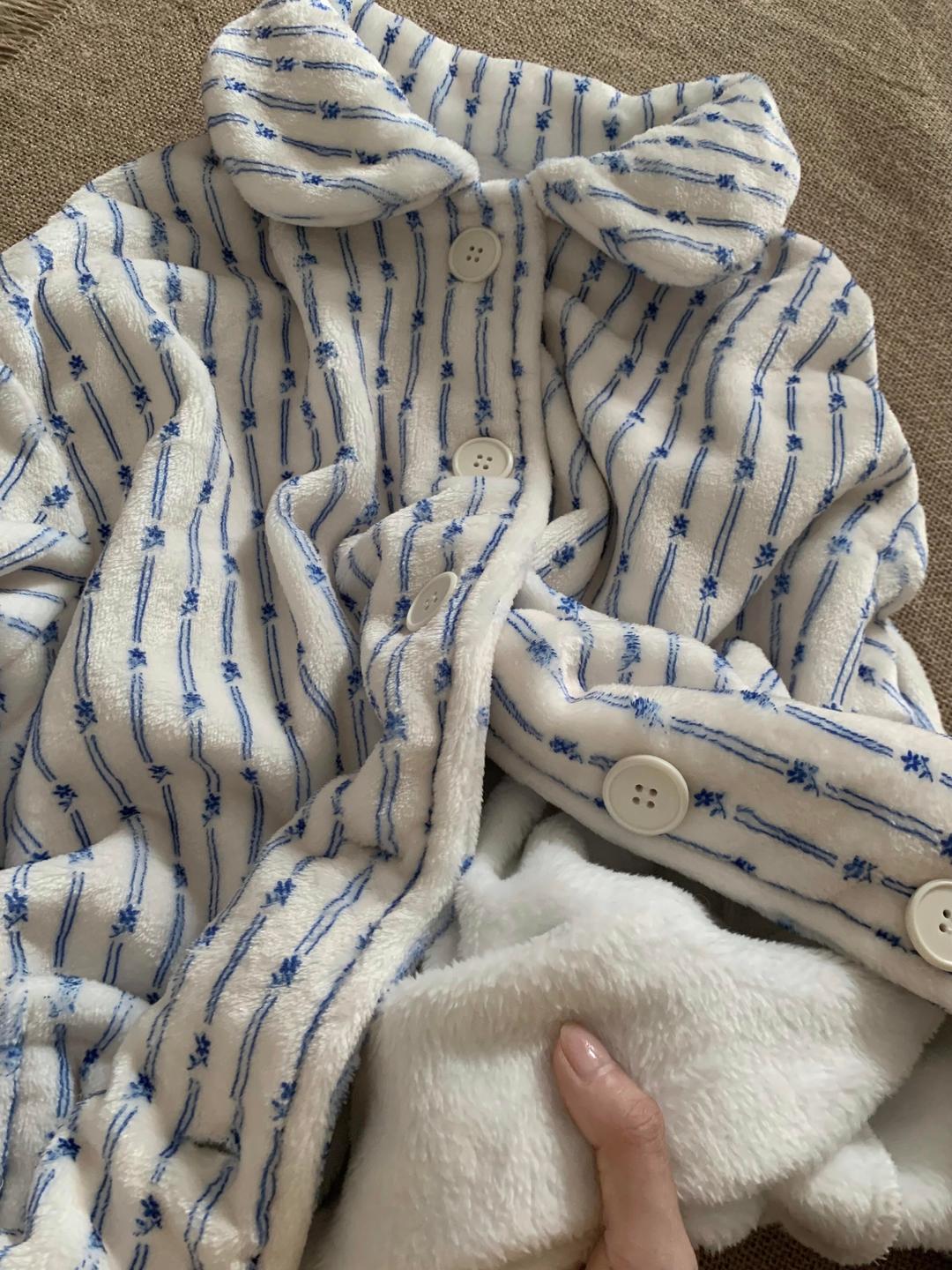 블루 플라워 파자마 세트