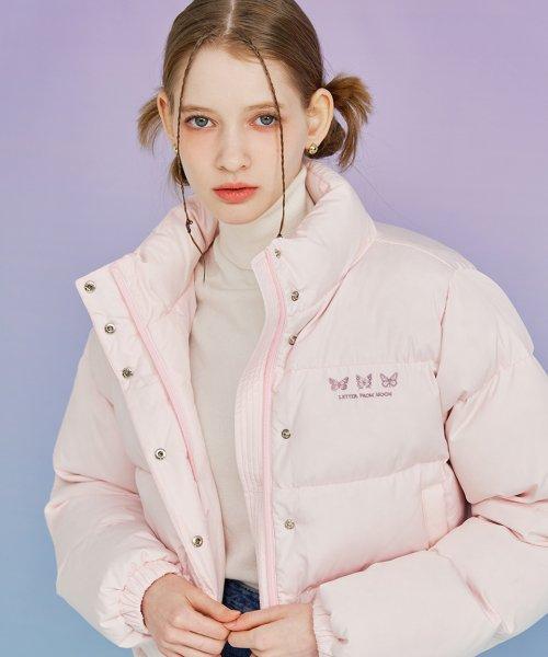 트리플 나비 자수 덕다운 패딩 ( 라이트핑크 )