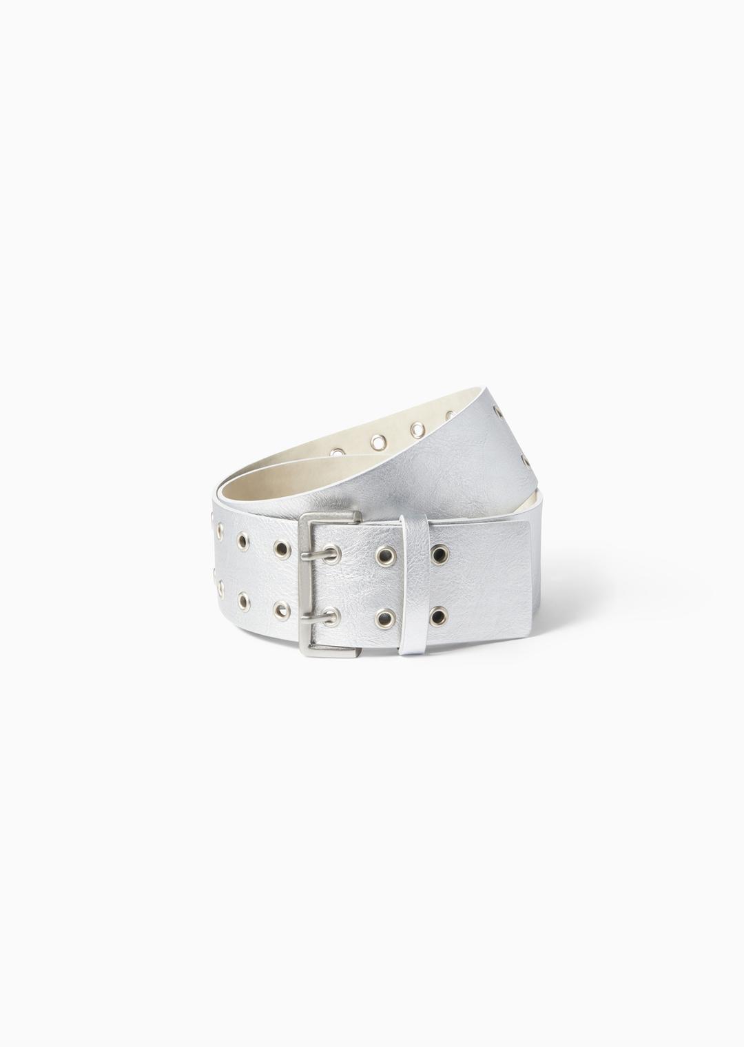 EYELET WIDE BELT SILVER
