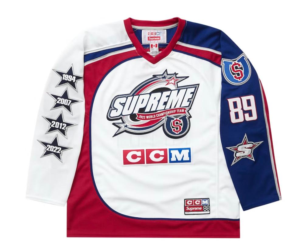 fw22 슈프림 하키 져지 Supreme CCM All Stars Hockey Jersey White