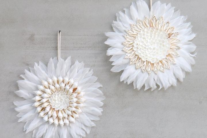 조개포인트 깃털 벽장식소품 월행잉