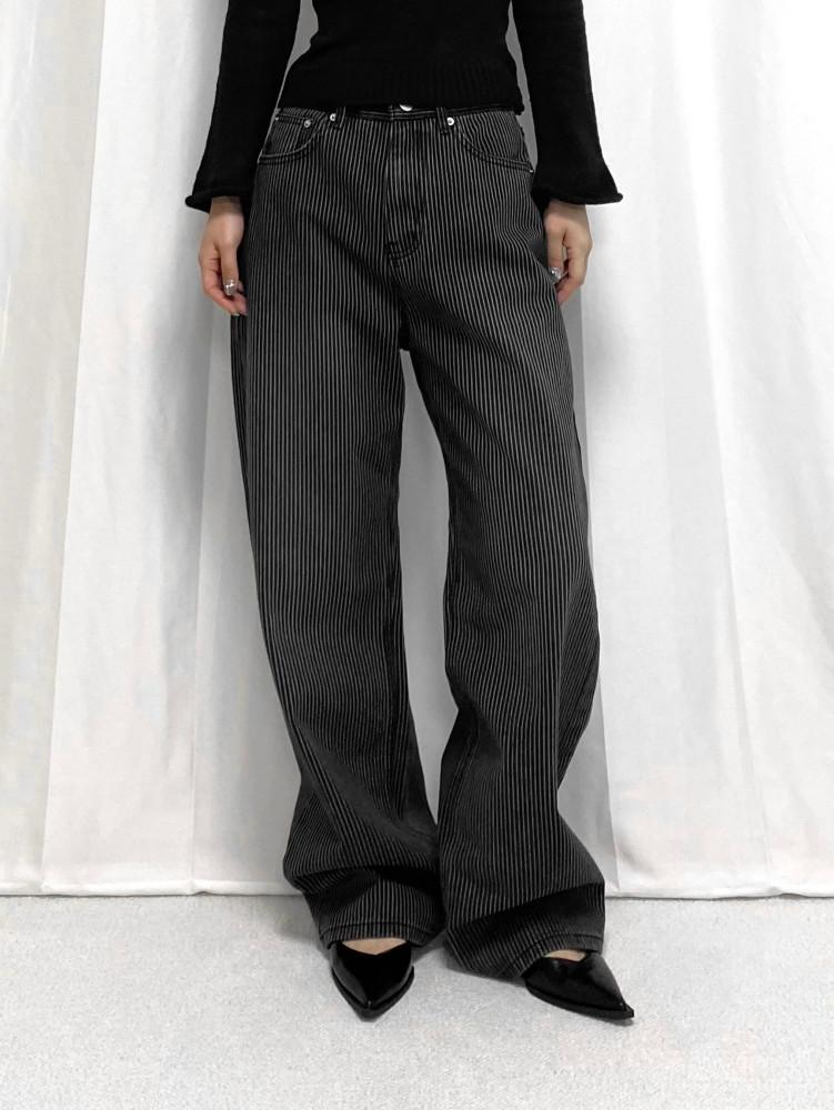 스트라이프 생지 워싱 데님 팬츠 (1color)