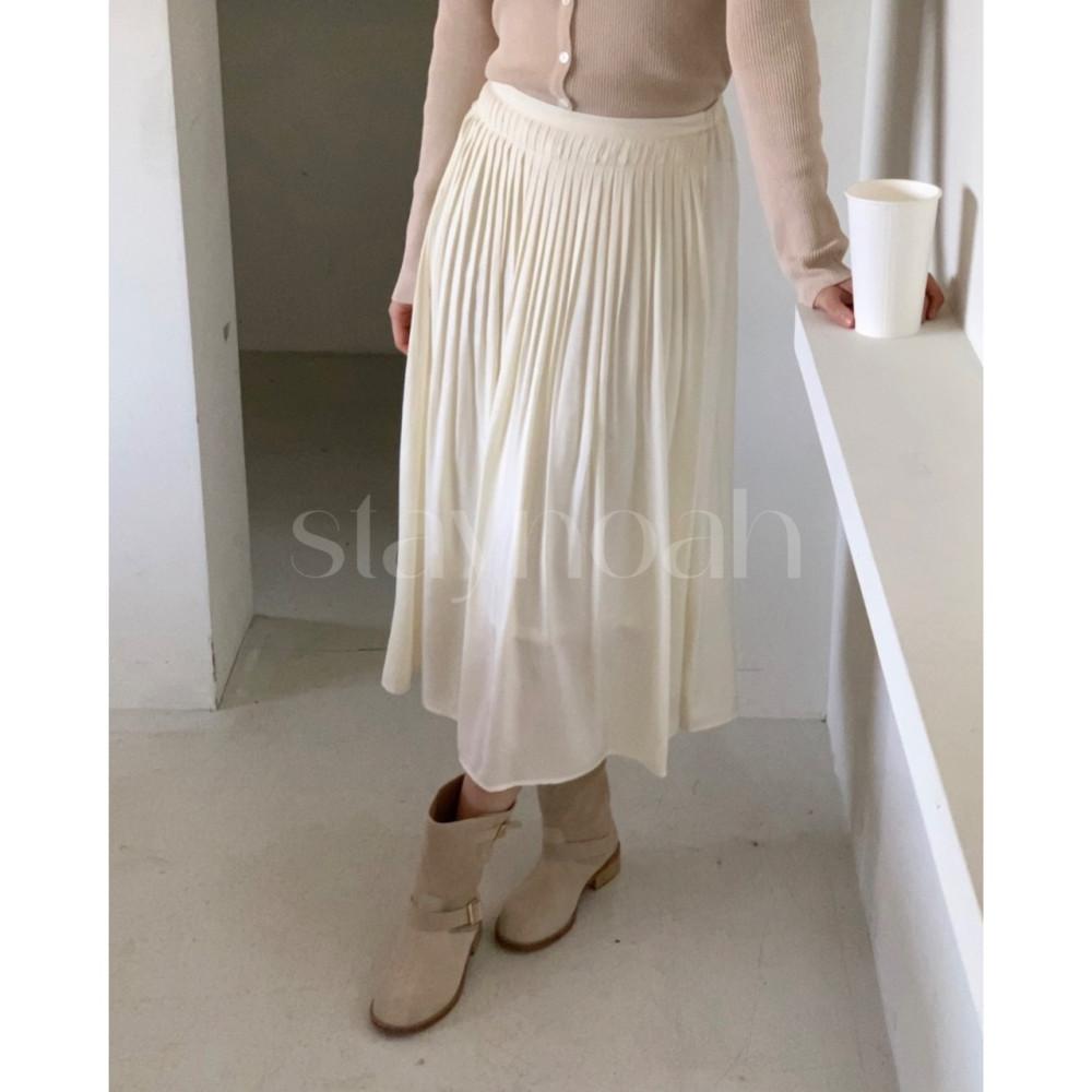 founders 파운더스 아르망 스커트 A라인 새틴 플리츠 밴딩 롱 sk (2c)
