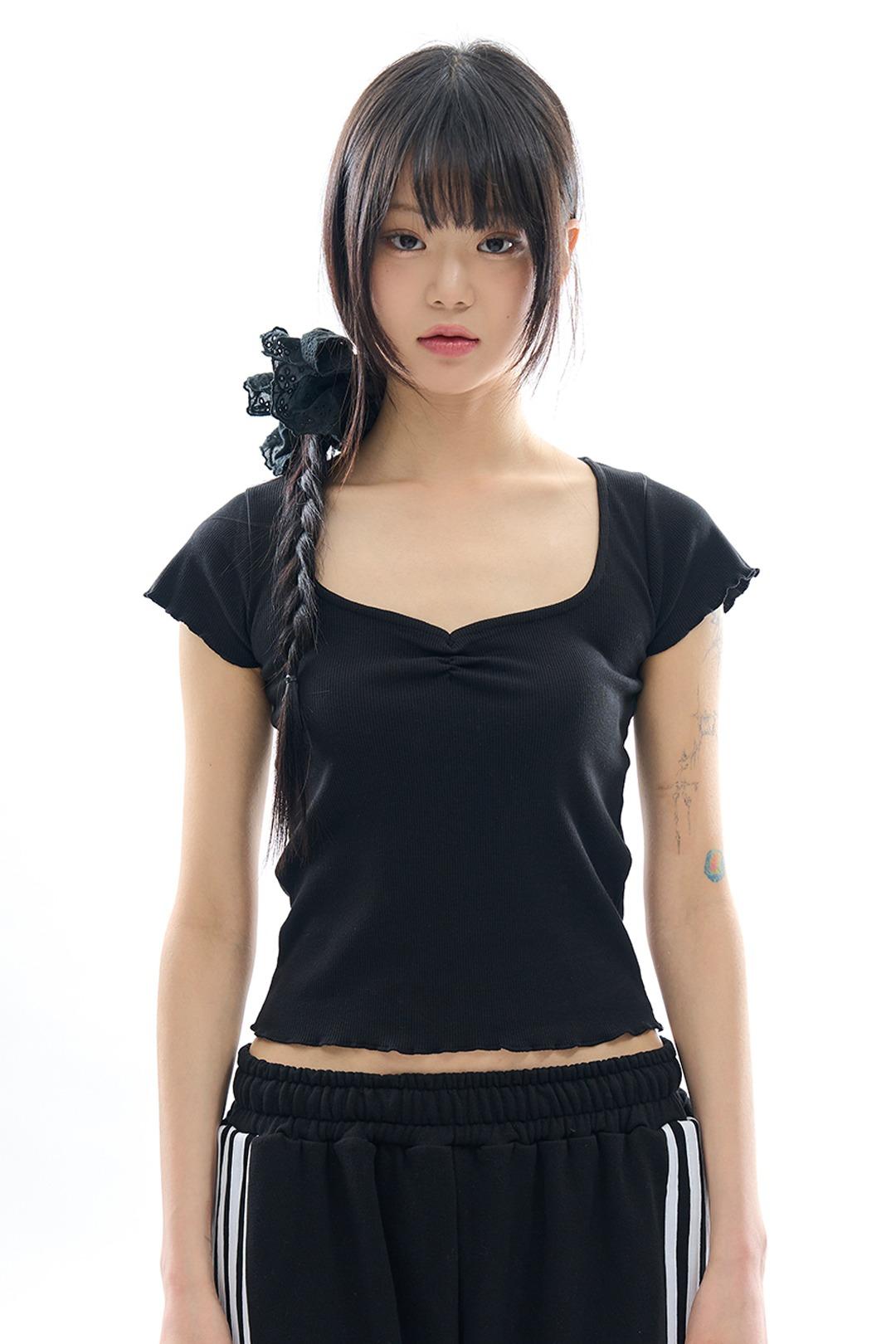 페이블 슬림 리브드 티