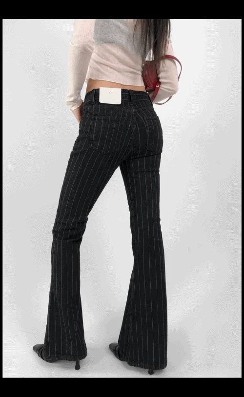 보카  블랙 진 슬림 로우 부츠컷 데님 팬츠 - S,M, L