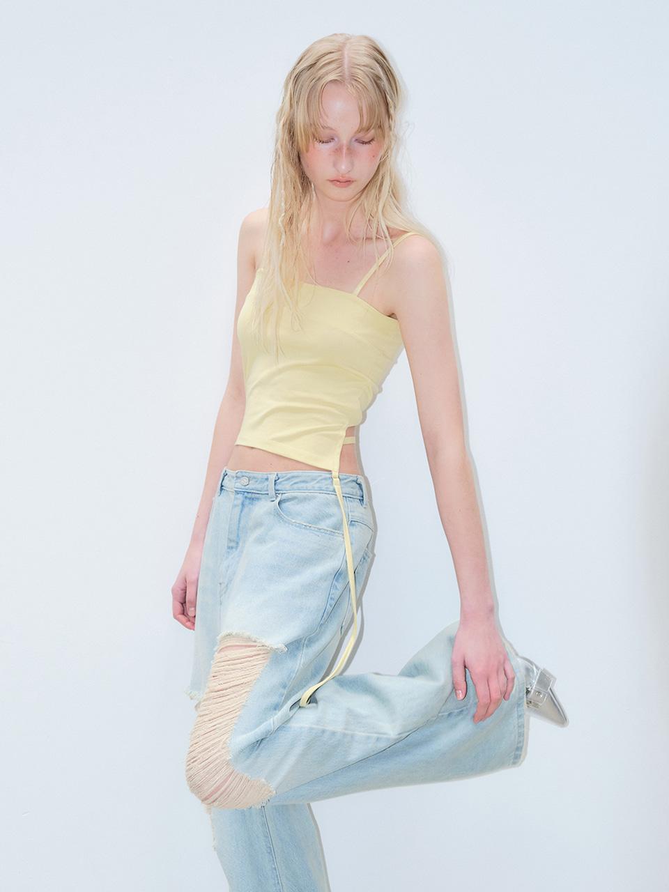 Drop Strap Sleeveless Top, Yellow