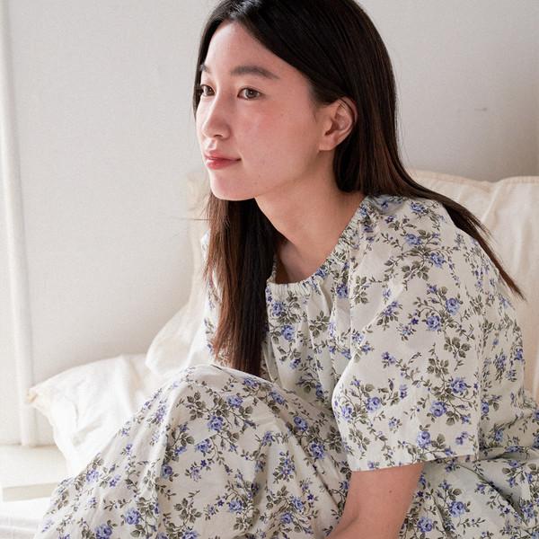 3pcs. 줄리엣 코튼 홈웨어, 블루