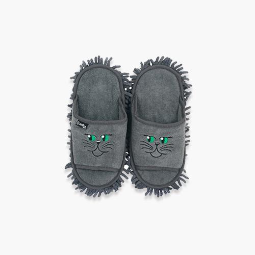 Microfiber Mop Slippers Gray Cat